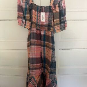 Vineyard Vines Plaid Maxi Dress - Pink, Blue, and Orange